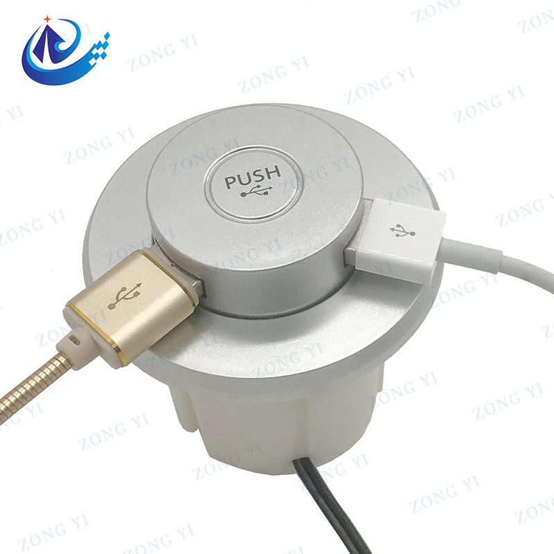 Desktop Power Grommet ກັບ USB ເຊື່ອງ Desk Hole ຊ່ອງສຽບໄຟສາກໄຟ